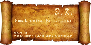 Demetrovics Krisztina névjegykártya